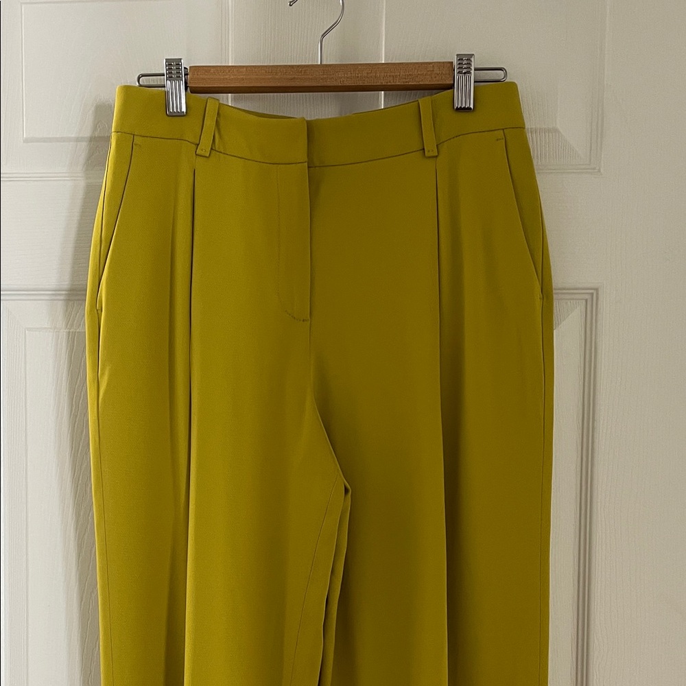 Massimo Dutti Olive-Green Wide Leg Trousers